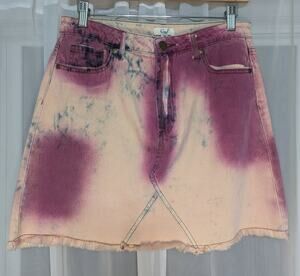 Easel Anthropology Tie-Dye Denim Mini w/Frayed Hem - Sz M